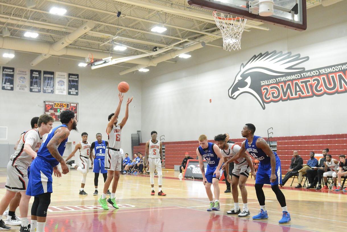 Basketball game being played at the Health Sciences gymnasium